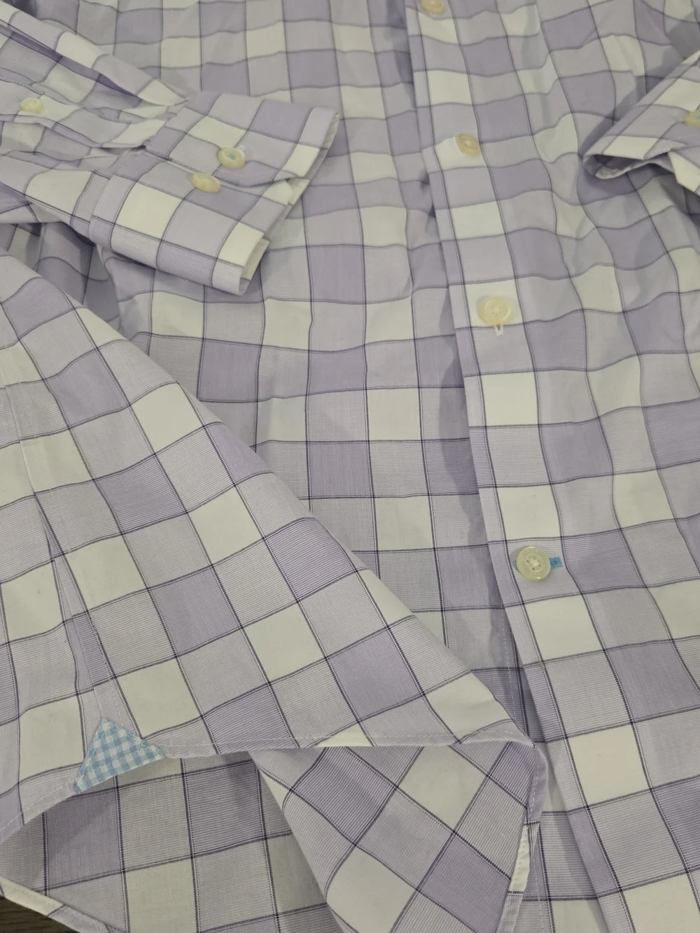 Mens Banana Republic Grant Fit Button Up Shirt Size M Medium Purple Plaid Top